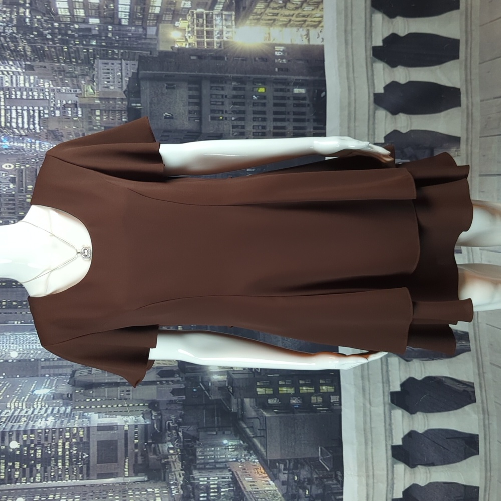 Randi May sz 6 Brown Tiered Flutter Sleeve Lined Fit & Flare Dress